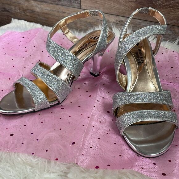 Mootsies Tootsies Strappy Silver Glitter Dress Clear Heel Sz 61/2 NWOT Old Stock - Picture 13 of 17